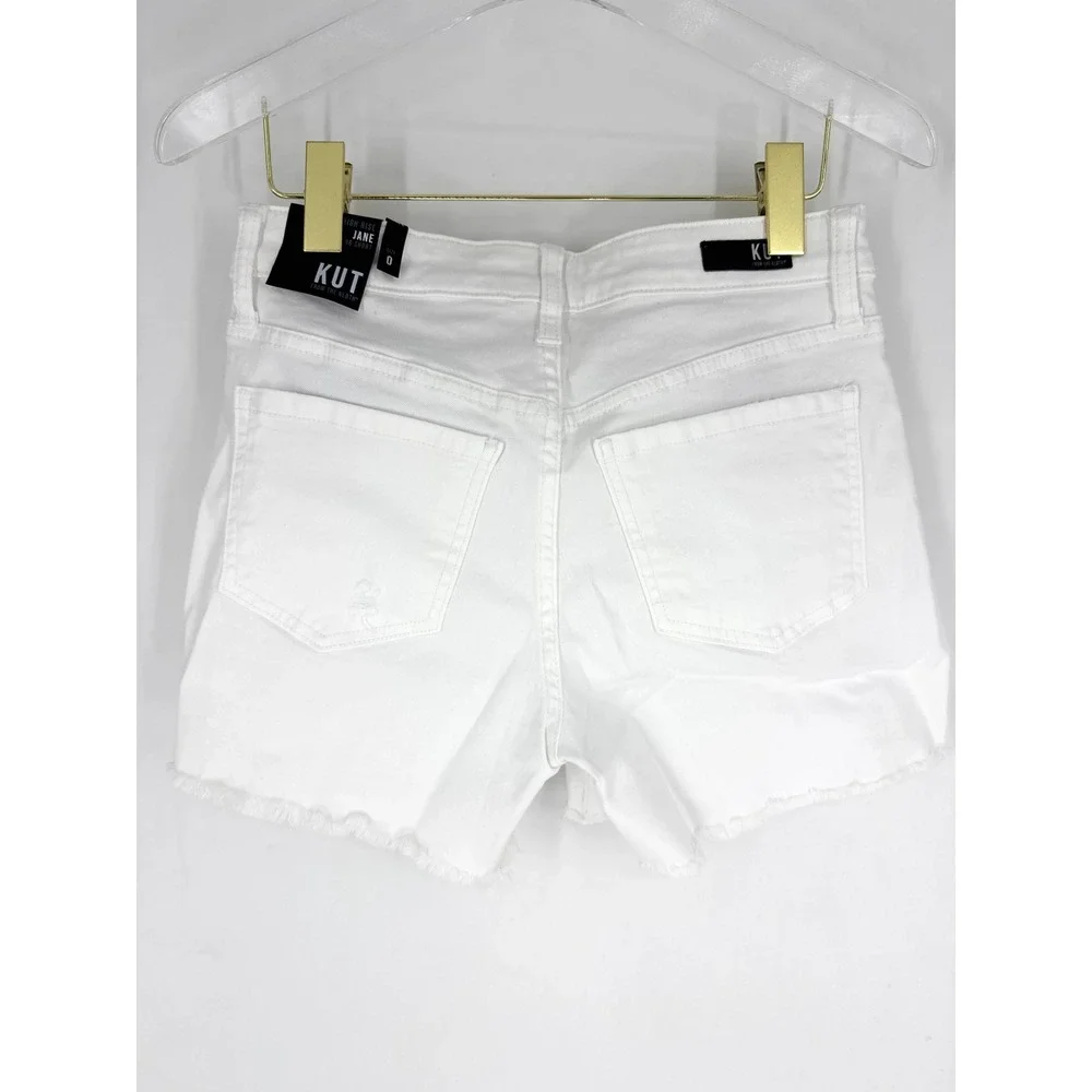 KUT from the Kloth Jane High Rise Long Short Optic White Size 0 NWT